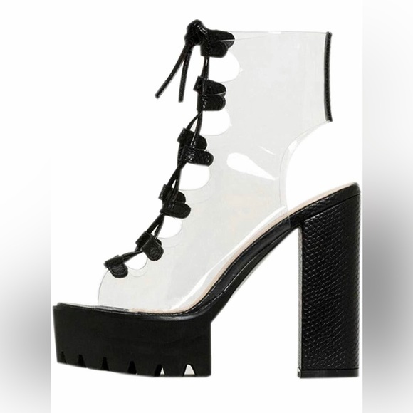 Platform Clear and Black Heels size10 - Picture 2 of 9